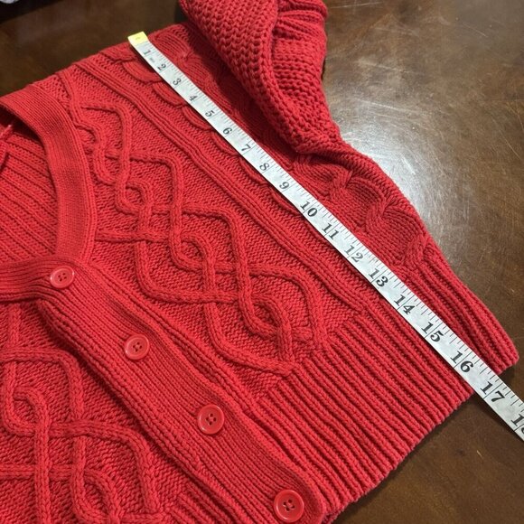 Urban Outfitters Cropped Cable Knit Sweater Women Sz XS V-neck Red Butto… - Picture 10 of 13